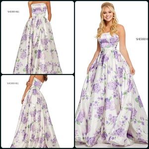NWT Sherri Hill Floral A-Line Gown